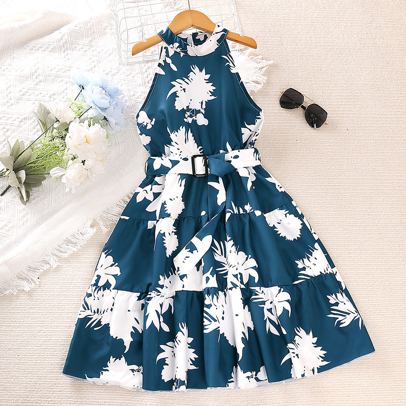 Children Kids Baby Fashion Girls Halter Neck Sleeveless Princess Dress