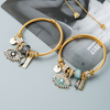 Women Fashion Personality DIY Devil'S Eye Crystal Pendant Gold Plated Bracelet