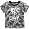 Boys Basic Camouflage Letter Round Neck Short-Sleeved T-Shirt