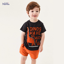 Children Kids Baby Fashion Boys Casual Basic Short Sleeve Dinosaur T-Shirt And Shorts 2pcs Set