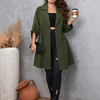 Women Fashion Casual Solid Color Mid-Length Lapel Trench Coat