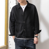 Men Casual Lapel Long Sleeve Loose Solid Color Denim Jacket