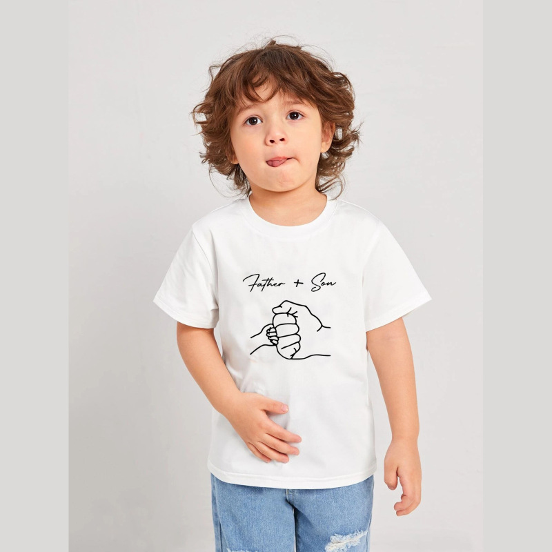 Kids Toddler Girls Boy Fashion Father+Son Crew Neck Short Sleeve High Five Graphic Top T-Shirt