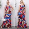 Plus Size Women'S Irregular Mix Color Graphic Printing Casual Maxi Dress