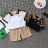 Children Kids Baby Fashion Boys Short Sleeve Embroidered Letters Polo T-Shirt And Shorts 2pcs Set