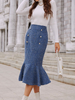 Women Vintage Sexy Elegant Ruffled Fishtail Design Midi Skirt