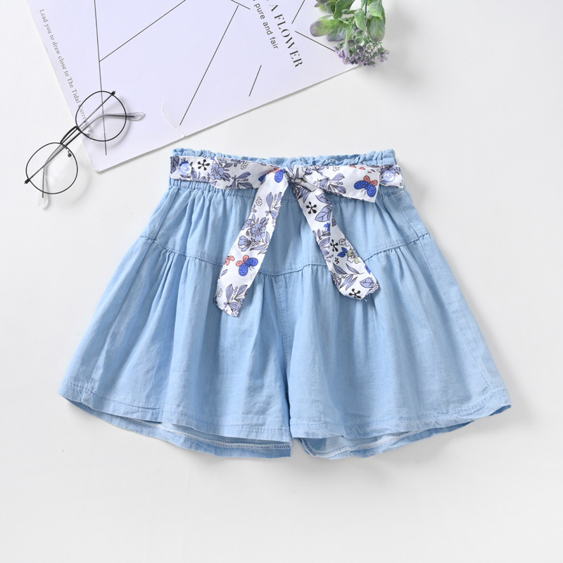 Children Kids Toddlers Fashion Girls Solid Color Thin Denim Shorts