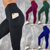 Women Solid Color Running Fitness Pocket Sports Yoga Pants