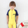2 Pcs Boys Yellow Shark Pattern Swimwear And Cap