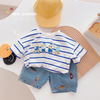 Kids Boys Casual Round Neck Short Sleeve Striped Loose T-Shirt