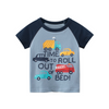 Boys Basic Cartoon Car Letter Round Neck Short-Sleeved T-Shirt