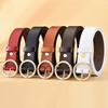 Women Classic Retro All-Match Leather Light Body Round Buckle Simple Circle Pin Belts