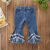 Girls Tassels Denim Bell-Bottom Trousers