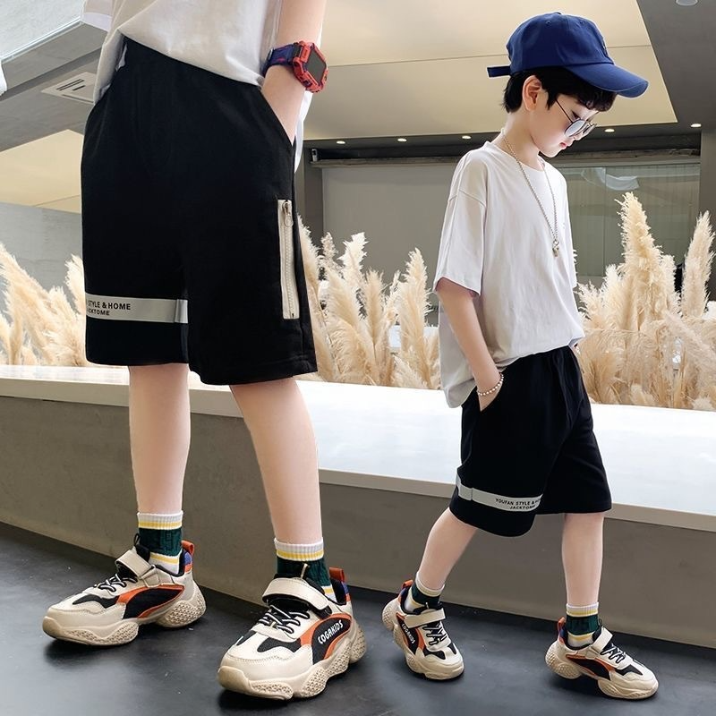 Kids Boys Casual Letter Elastic Waist Loose Basic Shorts