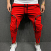 Men Fashion Zipper Patch Pockets Slim Fit Pants