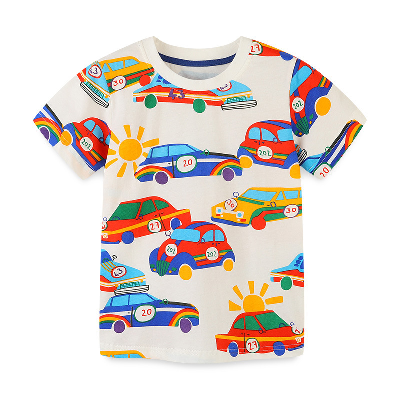 Children Kids Baby Fashion Boys Short Sleeve Cartoon Car Print T-Shirt