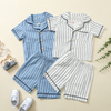 Children Kids Toddlers Fashion Girls Boys Short Sleeve Stripe Top And Shorts 2pcs Pajamas Set