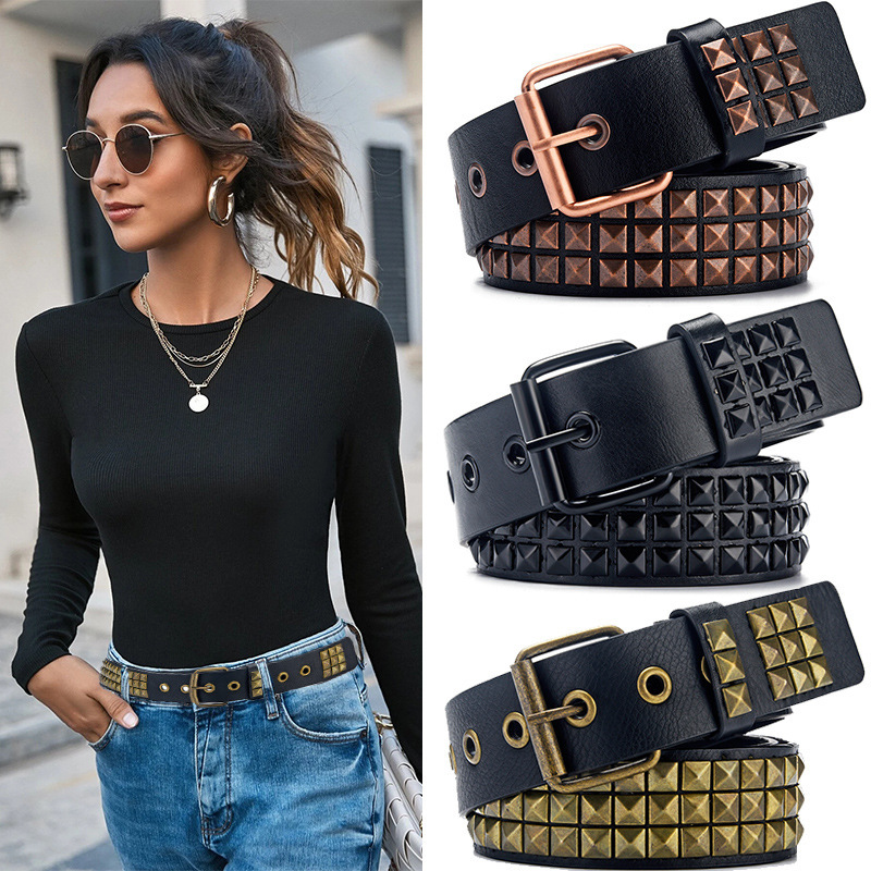 Unisex Vintage Punk Rivet Design Pu Belt