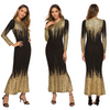 Fashion Sequins Round Collar Long-Sleeve Slim Maxi Dress