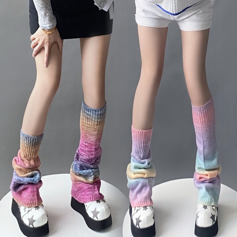 Women Casual Multicolor Gradient Knit Leg Warmers