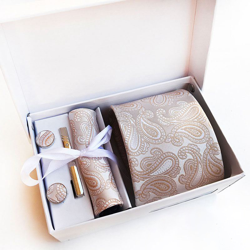 New Arrival Men Fashion Gift Box Set 8cm Polyester Jacquard Weave Tie Pocket Square