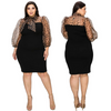 Women'S Sexy Leopard Print Mesh Stitching Plus Size Dress