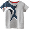 Boys Basic Round Neck Short-Sleeved Cartoon Shark T-Shirt