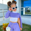 Children Kids Baby Fashion Girls Long Sleeve Solid Color Top And Shorts 3pcs Set