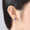 Women'S Fashion Sparkling Rainbow Stone Colorblock Sterling Silver Earrings