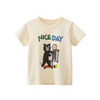 Kids Cute Cartoon Animal Pattern Round Neck Short Sleeve Basic T-Shirt