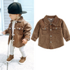 Children Kids Toddler Boys Girls Casual Solid Color Long-Sleeved Lapel Shirt Jacket