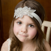 Baby Girls Lace Crystal Leaves Pattern Birthday Party Headbands