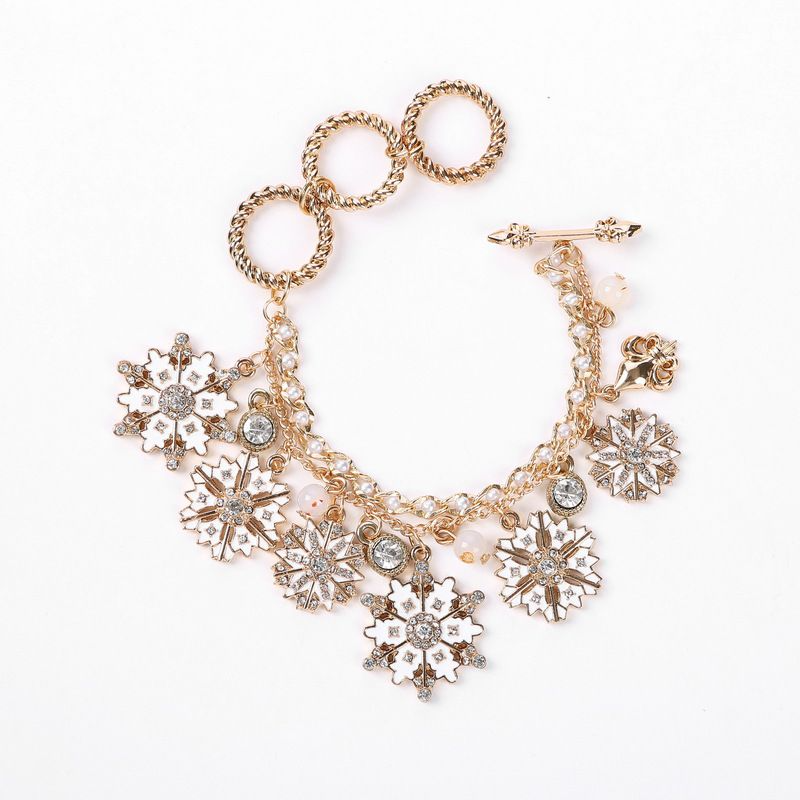 Unique Christmas Snowflake Design Women Alloy Bracelet