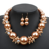 Women Elegant Imitation Pearl Beaded Princess Necklace Earrings Set