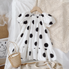 Children Kids Toddlers Girls Short Sleeve Polka Dot Print Princess Dress