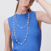 Women Fashion Retro Ball Stone Hand Woven Double Layer Beaded Long Necklace