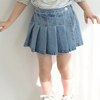 Kids Girls Sweet Solid Color Elastic Denim Pleated Skirt