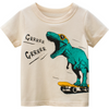 Boys Basic Cartoon Dinosaur Letter Round Neck Short-Sleeved T-Shirt