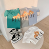 Kids Casual Cartoon Bear Letter Pattern Round Neck Short Sleeve Loose T-Shirt