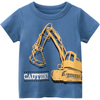 Boys Basic Round Neck Short-Sleeved Cartoon Excavator T-Shirt