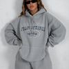 Women Letter Print Vintage Gray Warm Hoodies