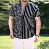 Men Fashion Cashew Stripe Printed Shirt