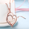 Double Heart Rose Gold Plated Copper Women Fashion Necklace