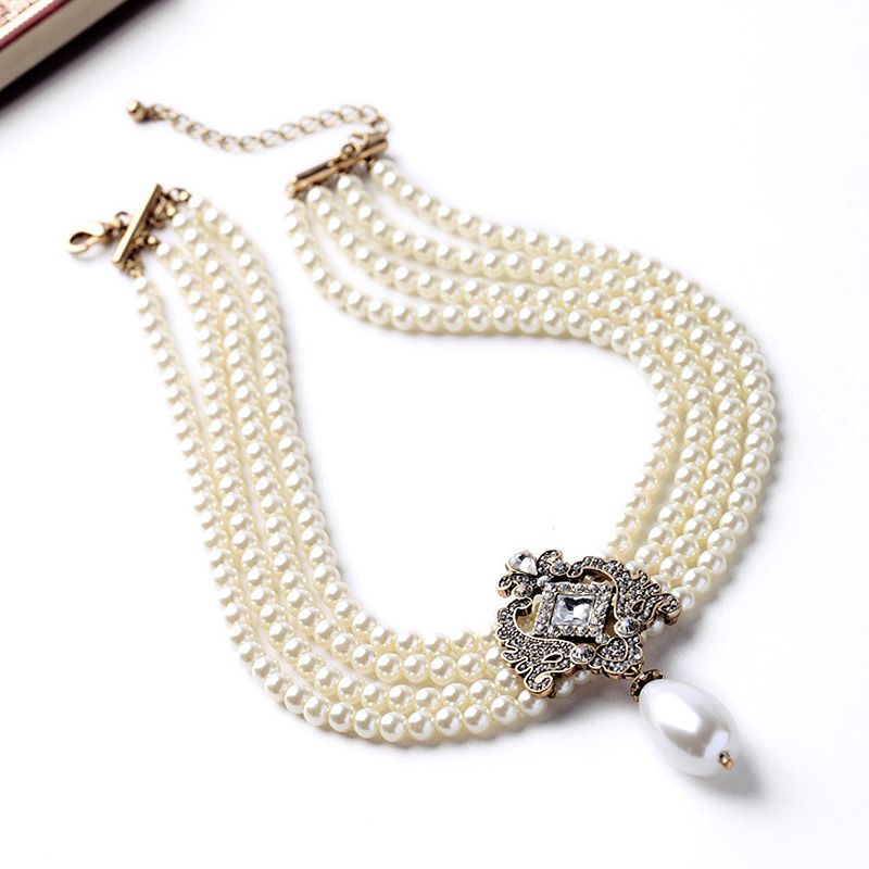 Multi-Layer Pearl Beads Womens Necklace