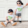 Toddlers Newborn Baby Fashion Boys Short-Sleeved Letter Top And Plaid Shorts 2pcs Set