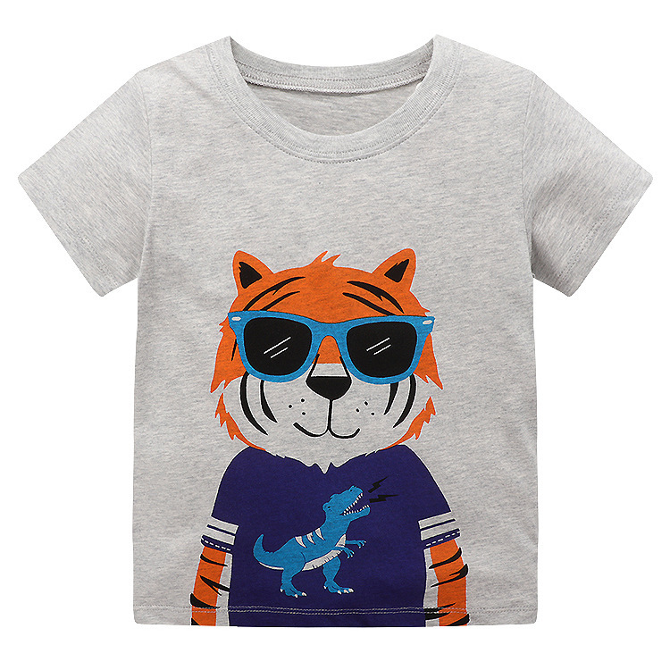 Boys Fashion T-Shirt Round Neck Cotton Fashion Cartoon Cool Print Short Sleeve Top