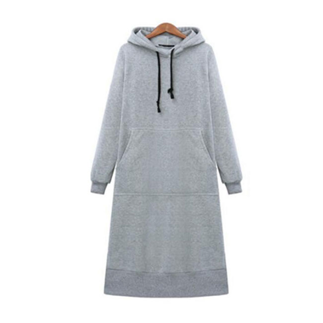 Women Long Sleeve Hooded Sweatshirt-Style Casual Dress