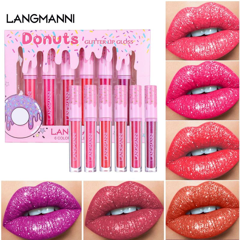 Women'S High Gloss Shiny Metallic Lip Glaze 6Pcs/Set