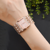 Women Fashion Square Diamond Number Alloy Bracelet Quartz Watch