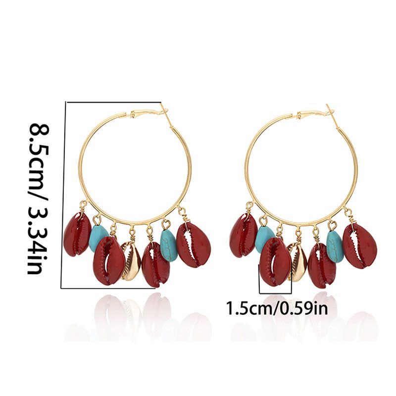 Ethnic Style Shell Design Hoop Earrings